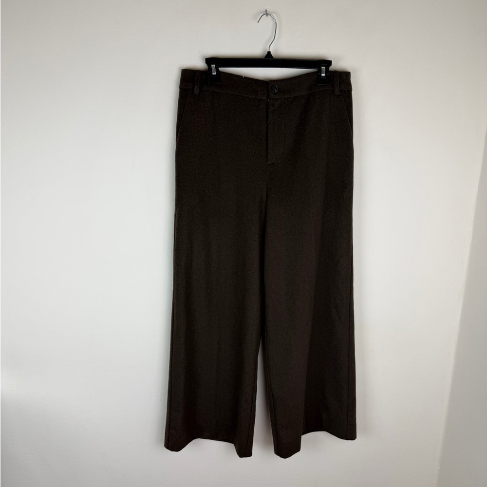 Wyeth Wool Wide Leg Brown Trouser Pants Size 8